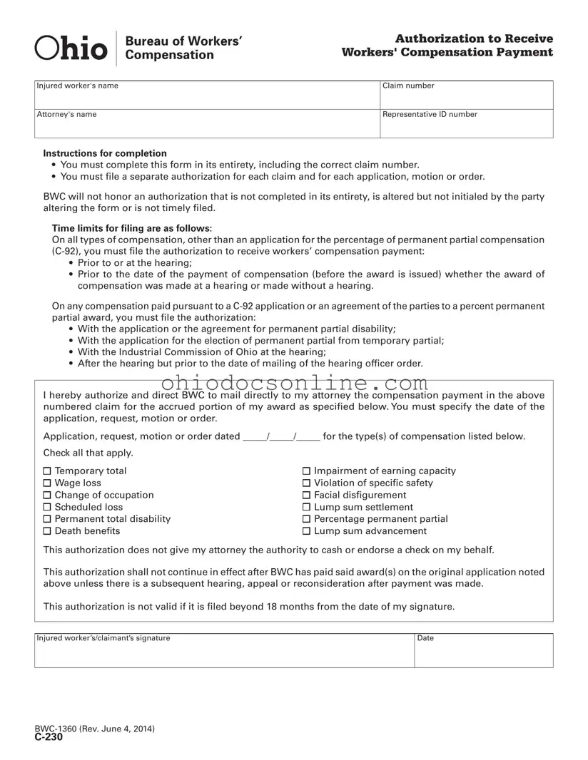 C 230 Ohio Template in PDF