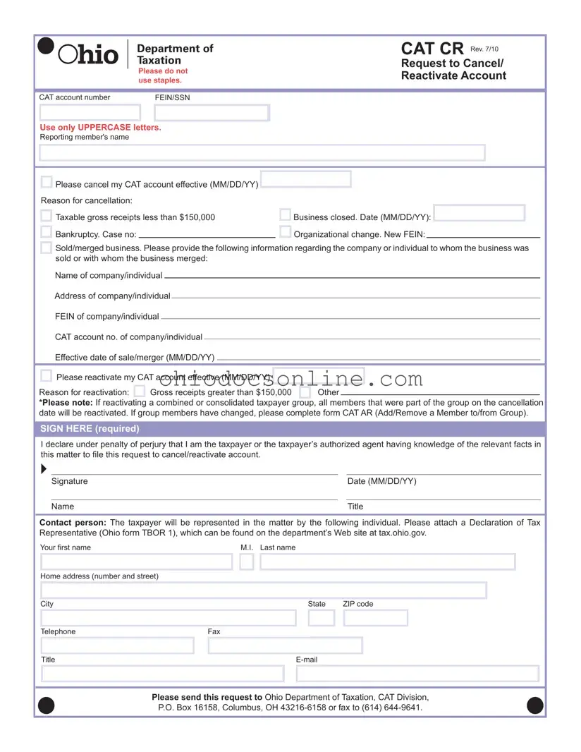 Cat Cr Ohio Template in PDF