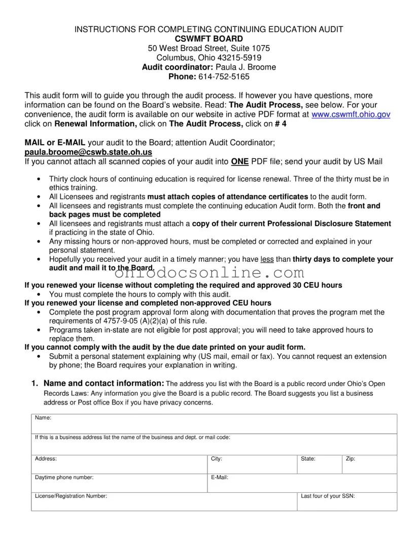 Cswmft Ohio Gov Template in PDF