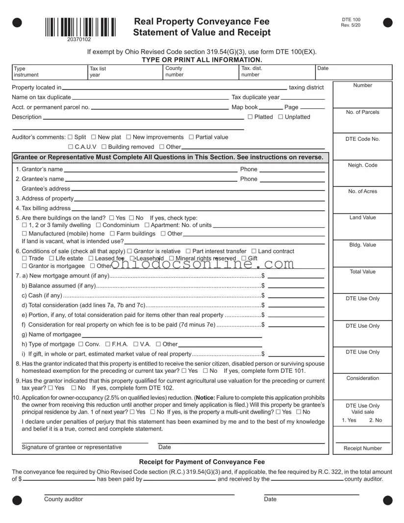 Dte 100 Ohio Template in PDF