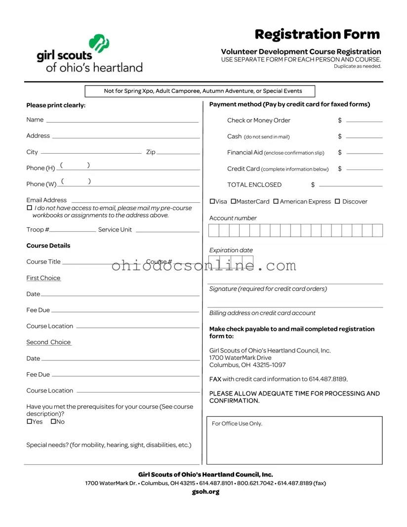 Girl Scout Registration Ohio Template in PDF