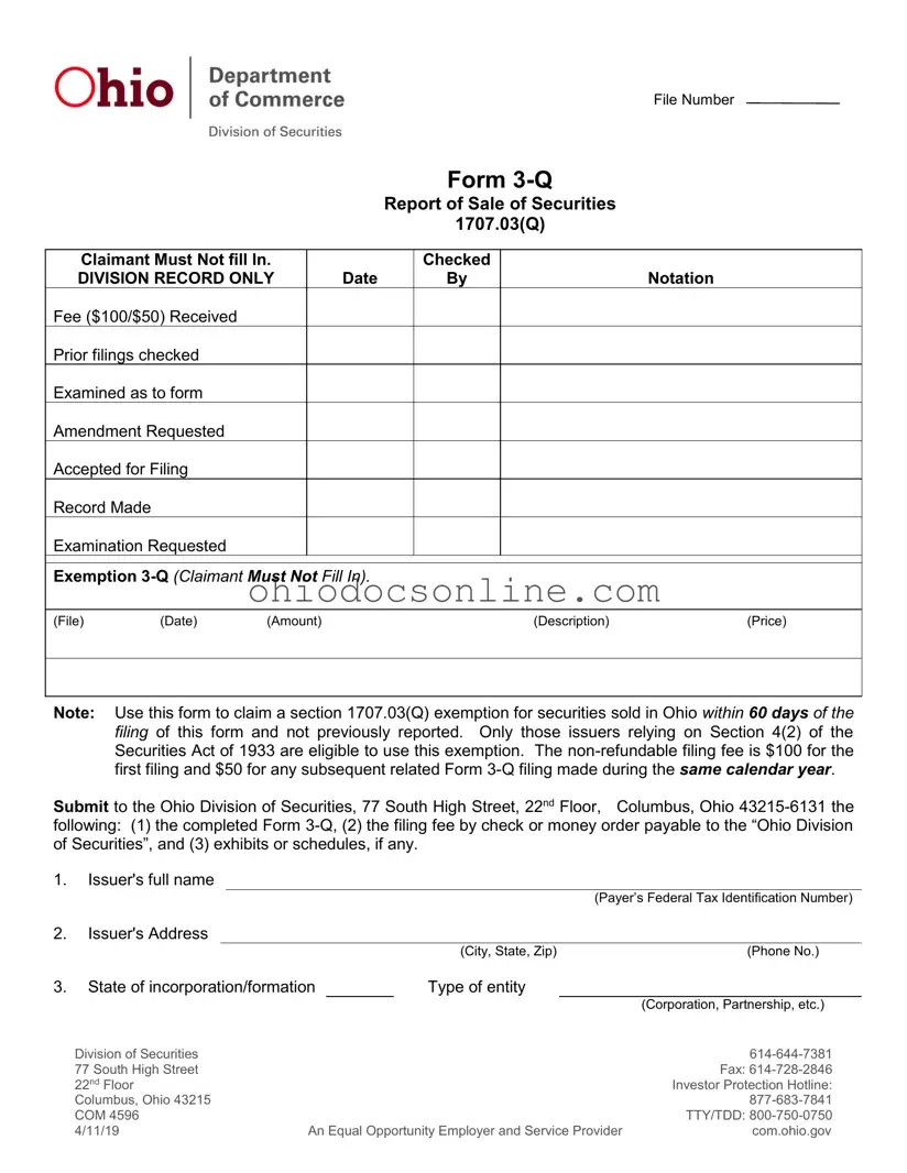 Ohio 3 Q Template in PDF