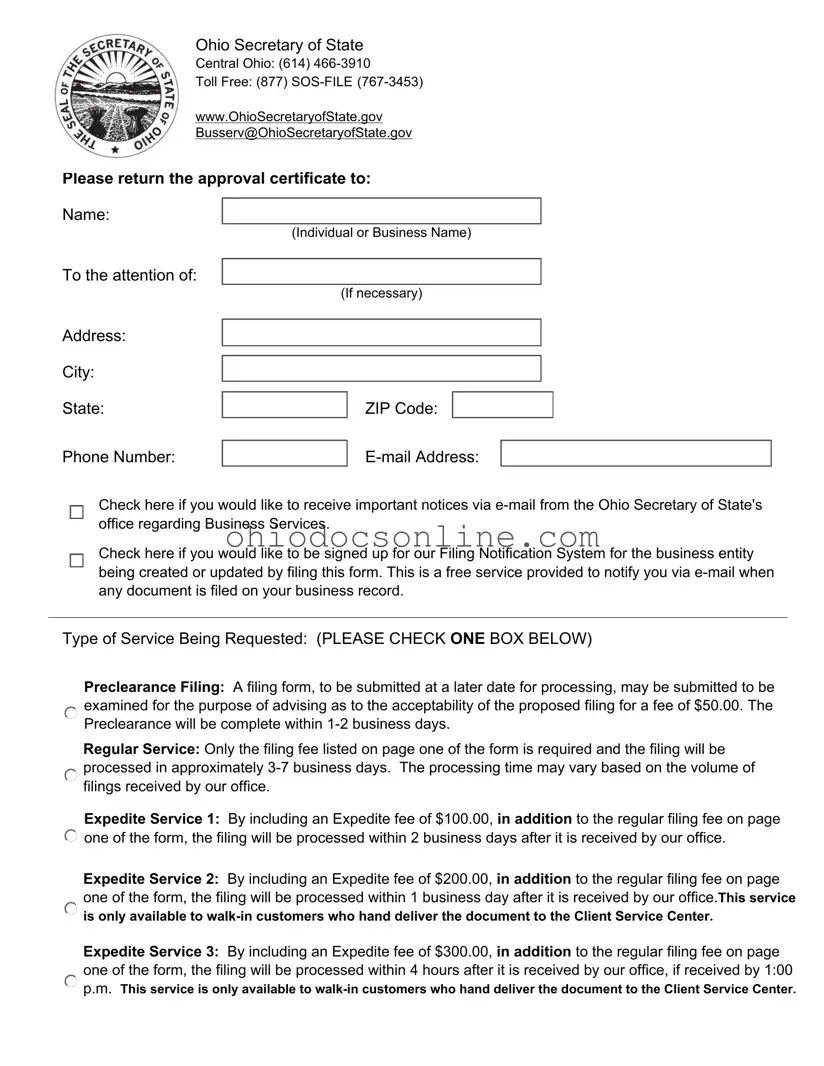 Ohio 521 Template in PDF