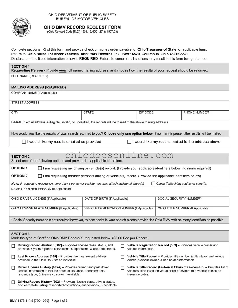 Ohio Bmv 1173 Template in PDF