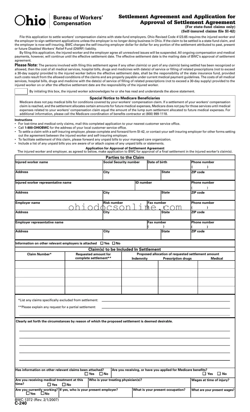 Ohio C 240 Template in PDF