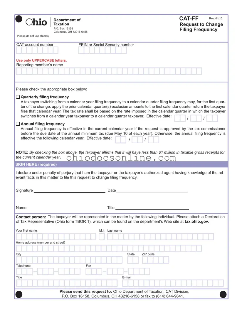 Ohio Cat Ff Template in PDF
