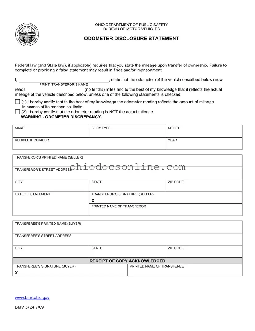 Ohio Department Of Public Safety Template in PDF