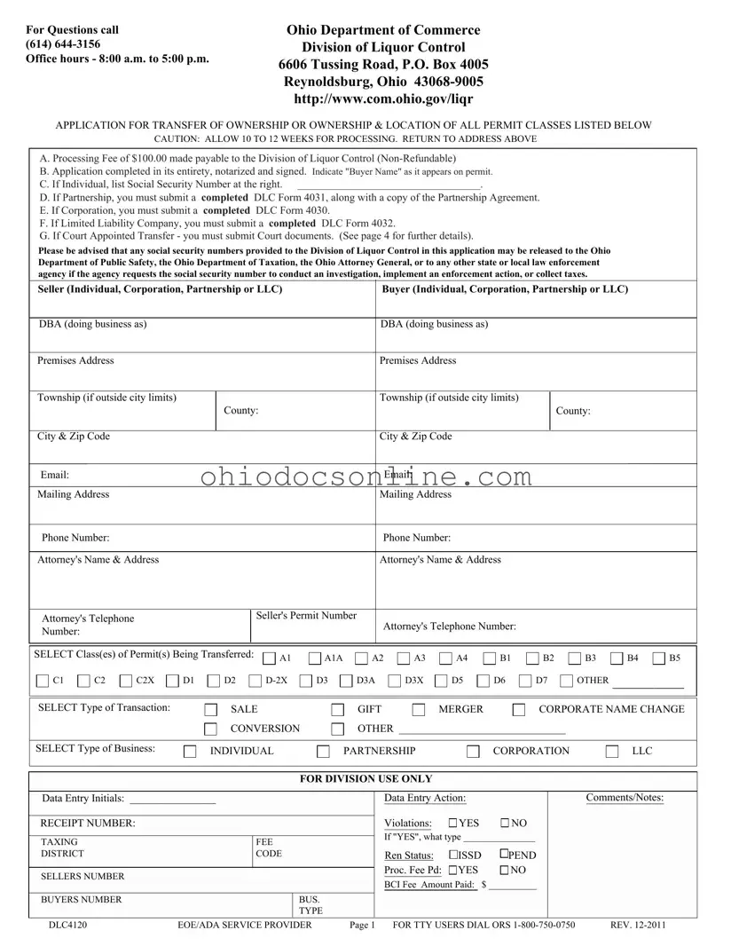Ohio Dlc4120 Template in PDF