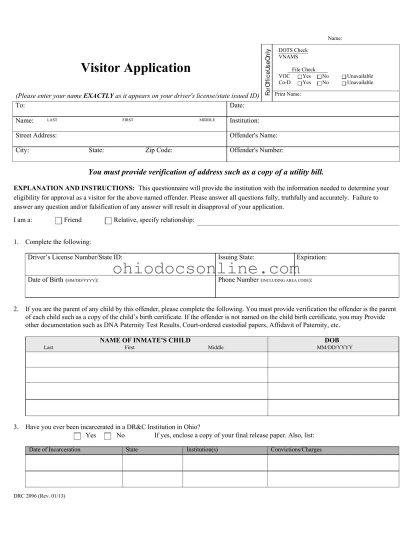 Ohio Drc 2096 Template in PDF