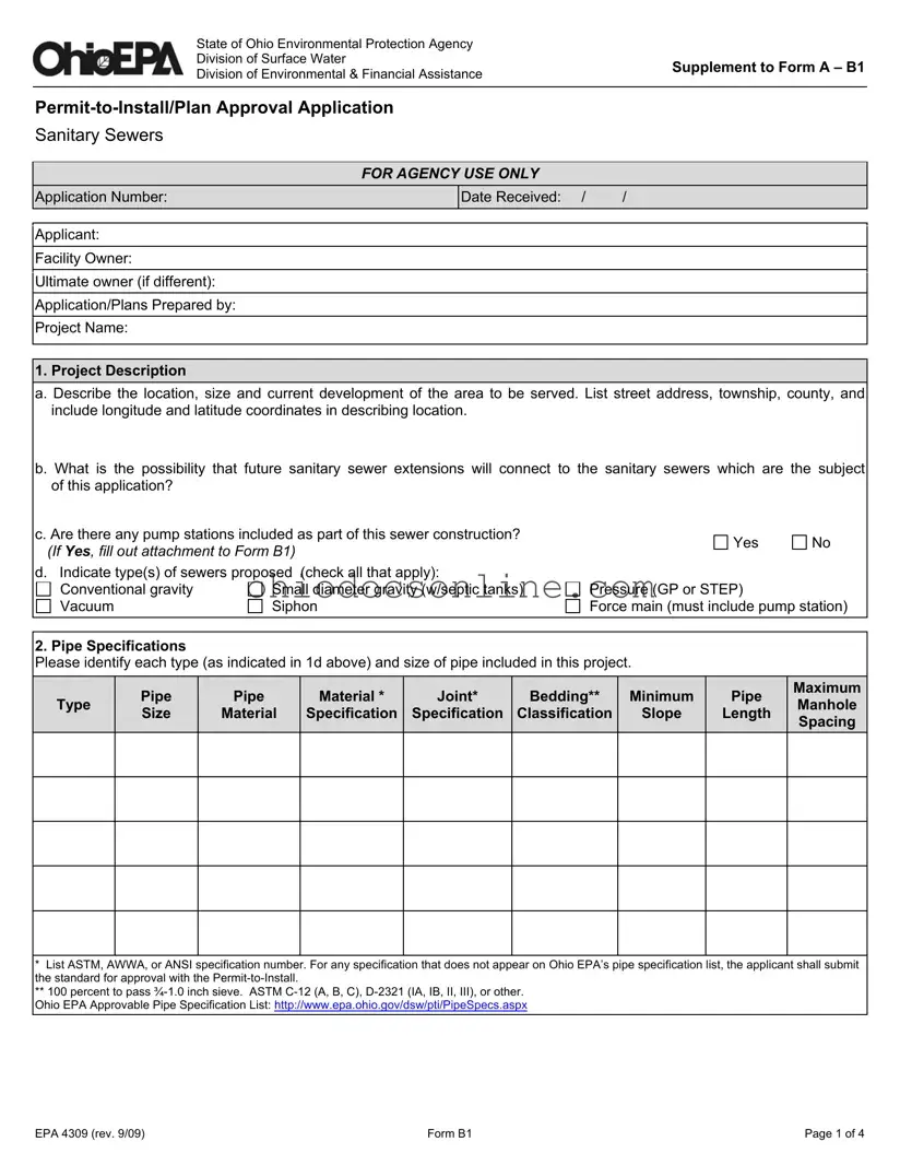 Ohio Epa 4309 Template in PDF