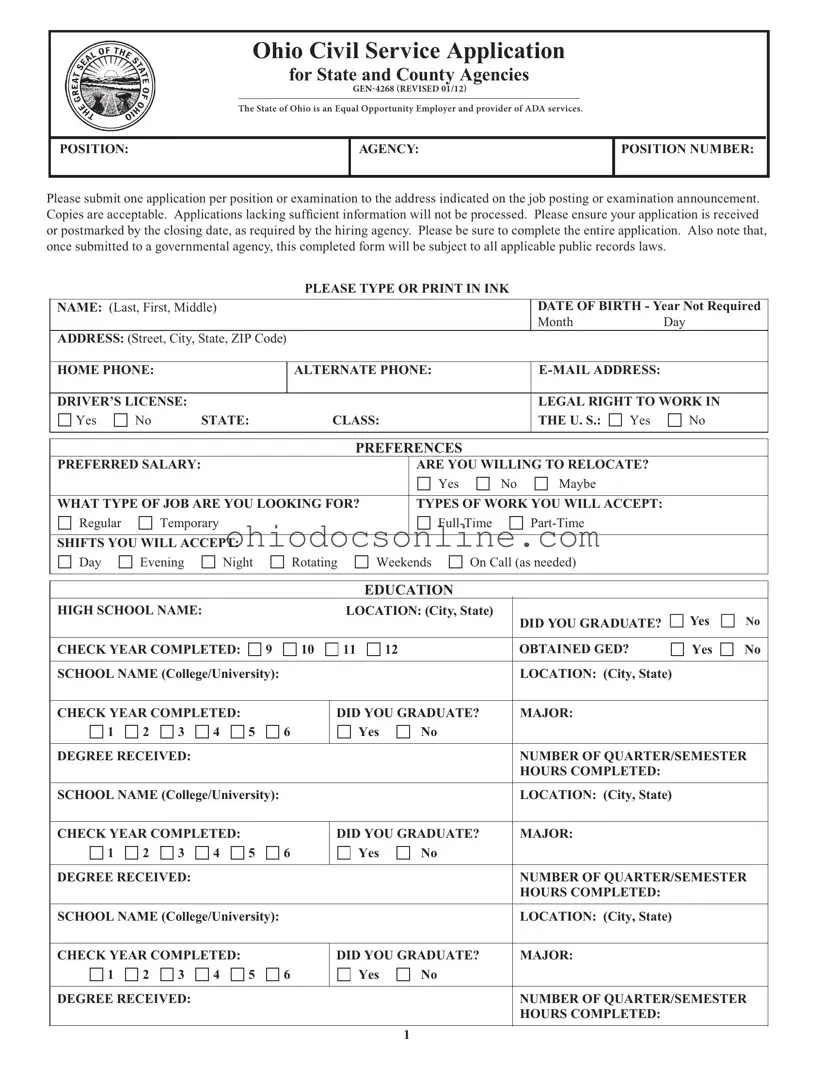 Ohio Gen 4268 Template in PDF