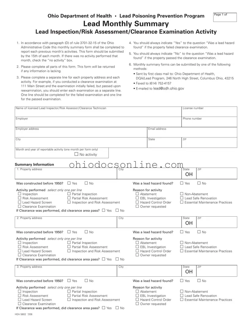 Ohio Hea 5802 Template in PDF