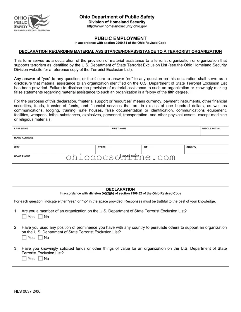 Ohio Hls 0037 Template in PDF