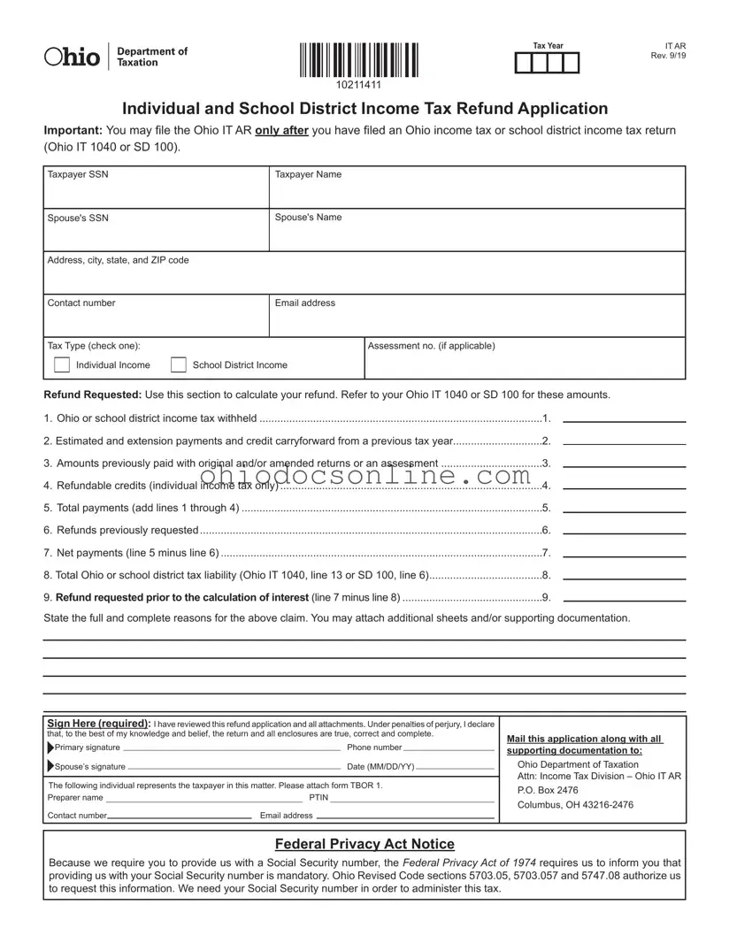 Ohio It Ar Template in PDF