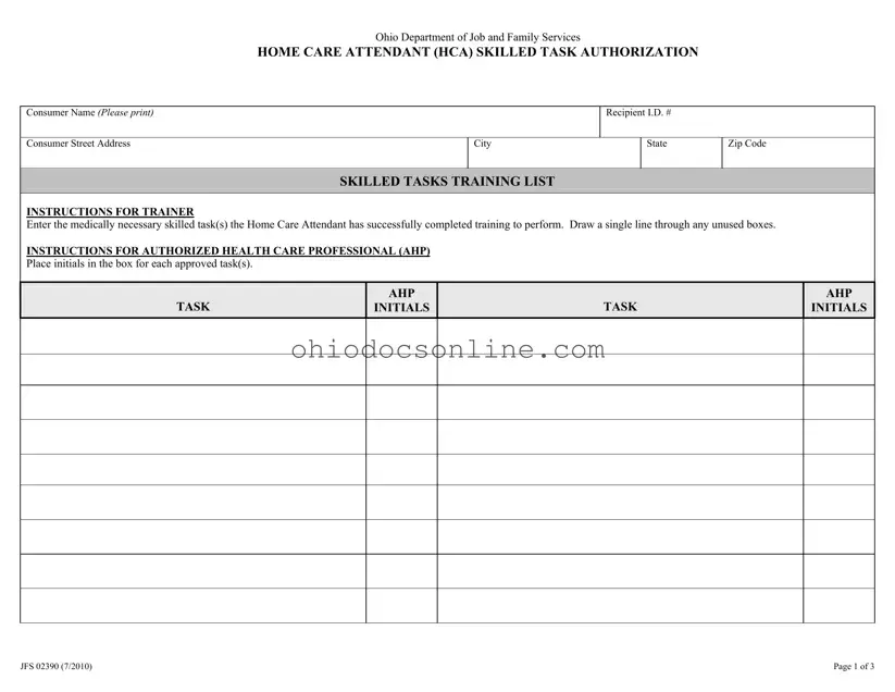 Ohio Jfs 02390 Template in PDF