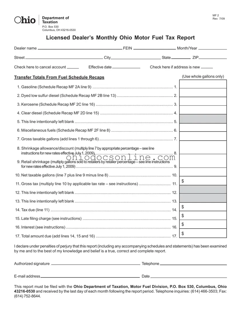 Ohio Mf 2 Template in PDF