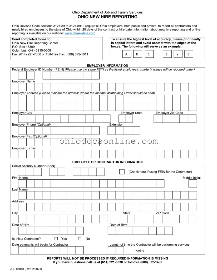 Ohio New Hire Reporting Template in PDF