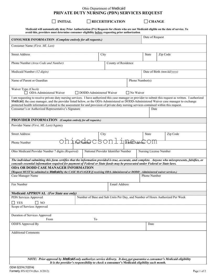Ohio Odm 02374 Template in PDF