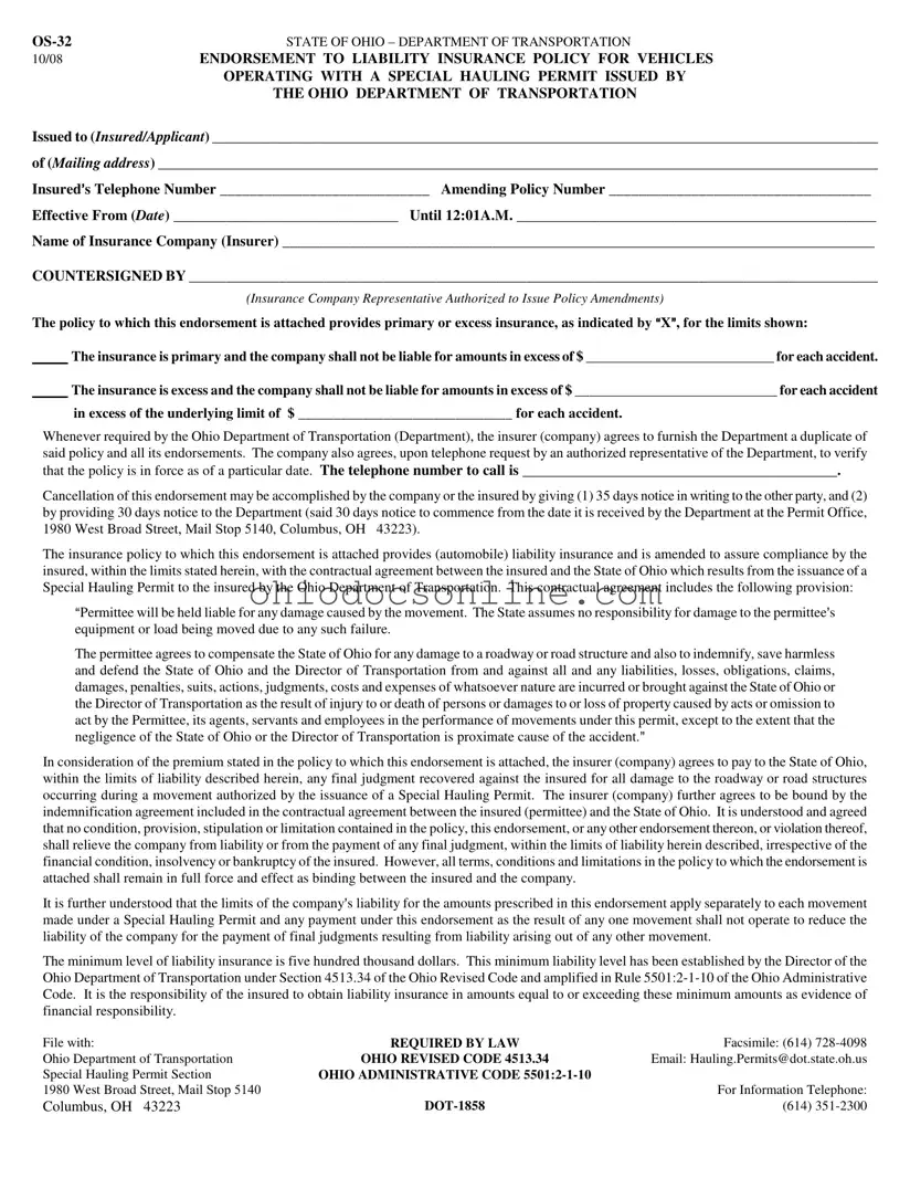 Ohio Os 32 Template in PDF