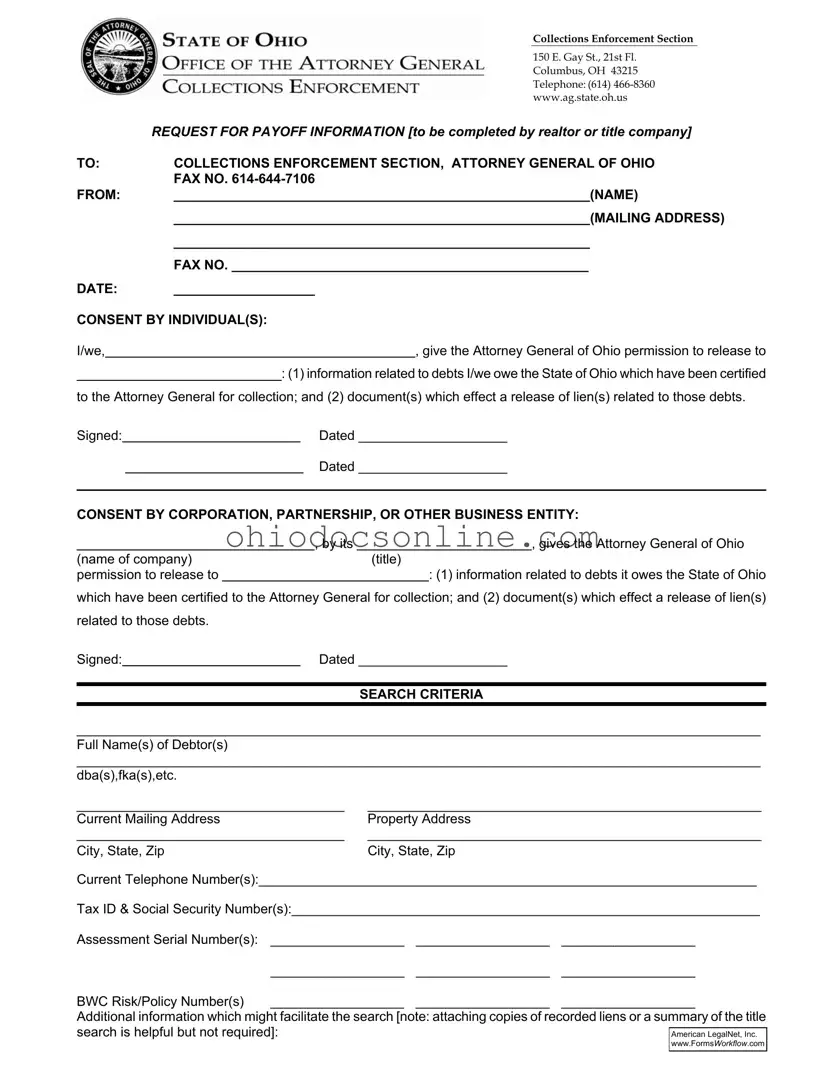 Ohio Payoff Template in PDF