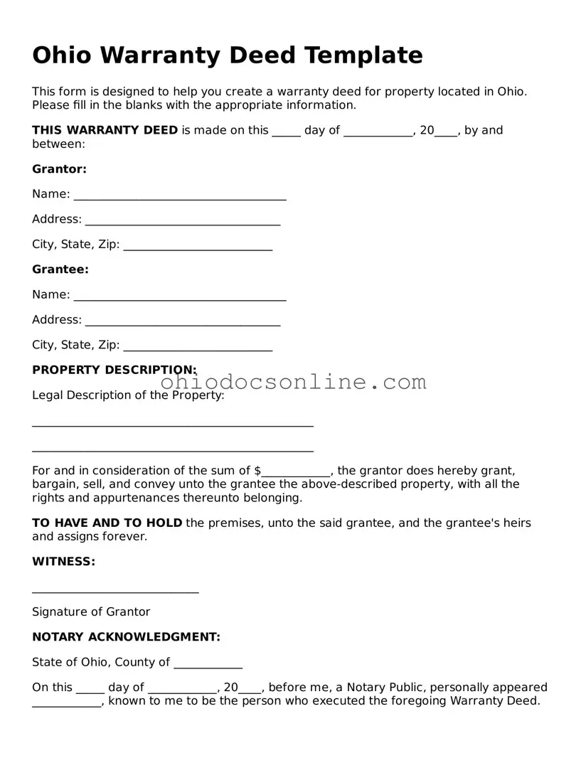 Printable Deed Template for Ohio