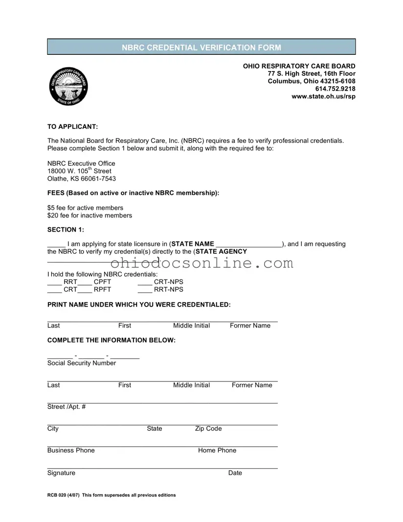 Ohio Rcb 020 Template in PDF