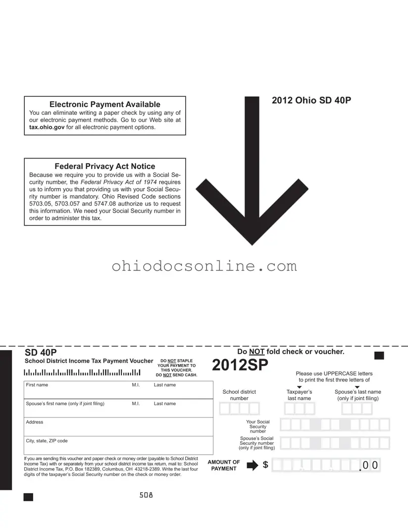 Ohio Sd 40P Template in PDF