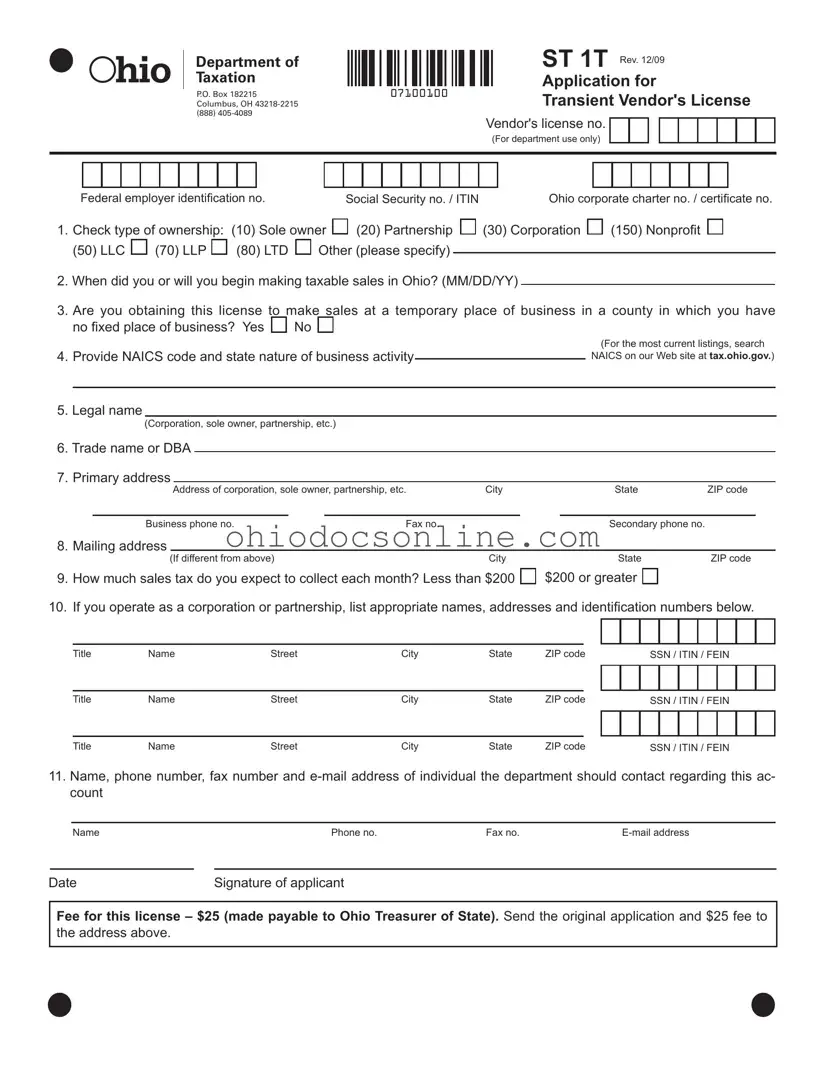 Ohio St 1T Template in PDF