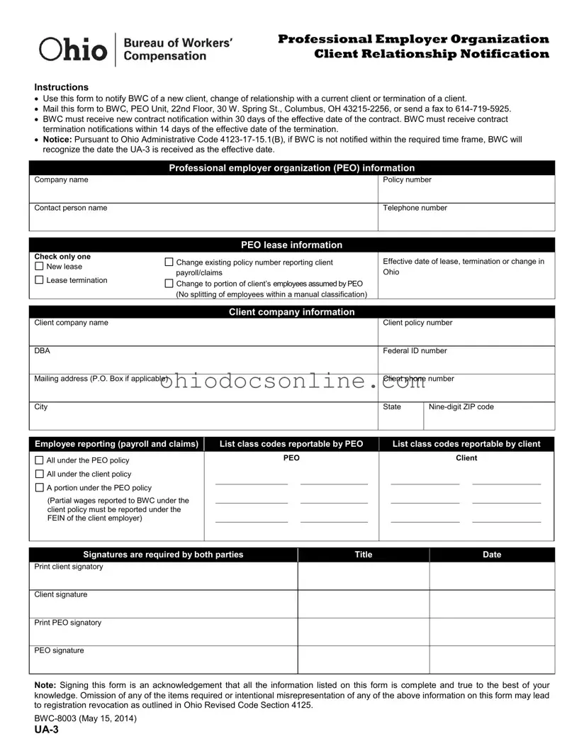 Ohio Ua 3 Template in PDF