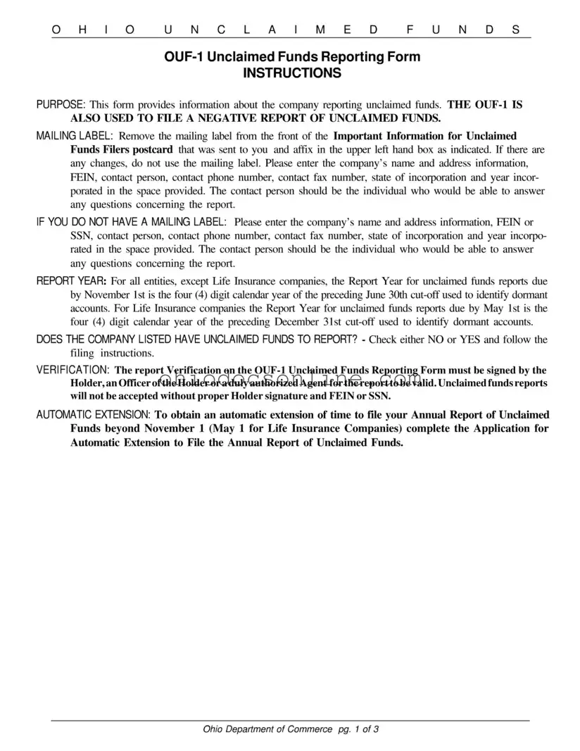 Ohio Unclaimed Template in PDF