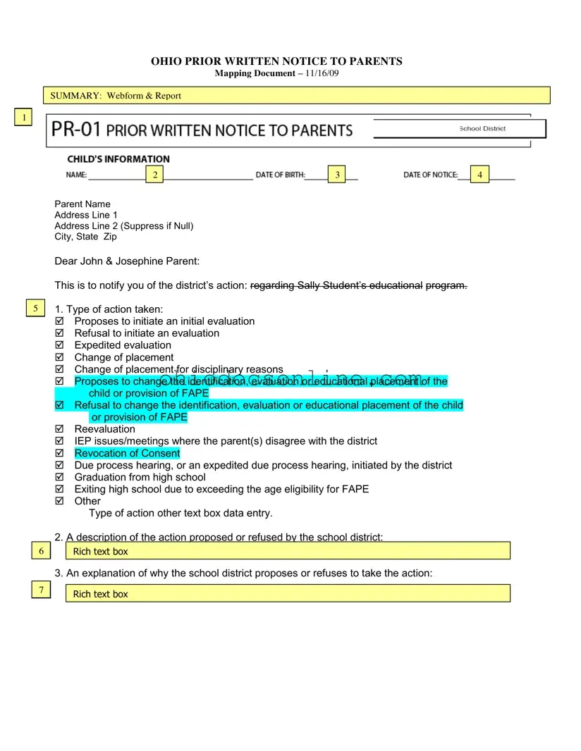 Prior Written Notice Ohio Template in PDF