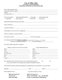 City Of Tiffin Ohio Income Tax Template in PDF