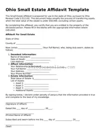 Printable  Small Estate Affidavit Template for Ohio