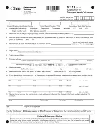 Ohio Application For Vendors License Template in PDF