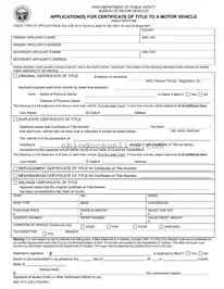 Ohio Bmv Application Template in PDF