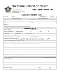 Ohio Fraternal Order Of Police Template in PDF