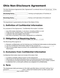 Printable  Non-disclosure Agreement Template for Ohio