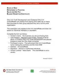 Tax Exempt Ohio Template in PDF