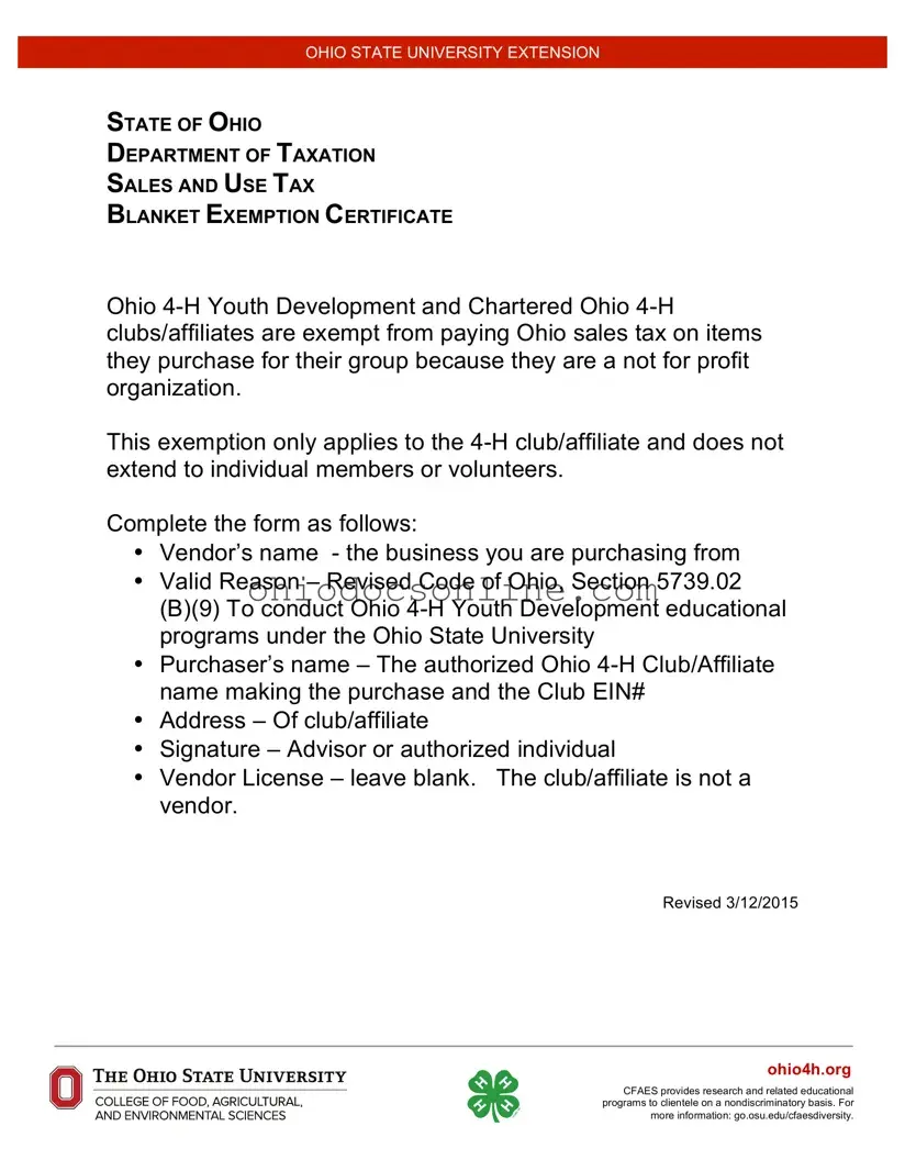 Tax Exempt Ohio Template in PDF