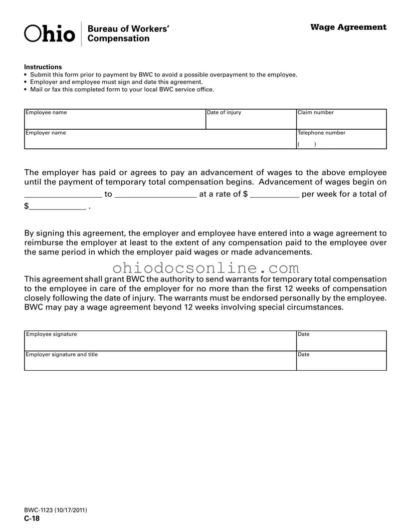Wage Agreement Ohio Template in PDF
